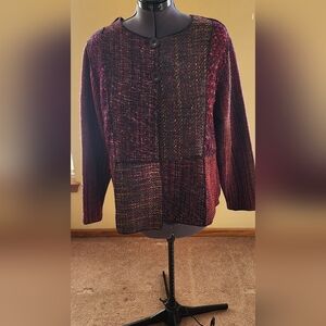 Vintage Coldwater Creek Tweed Jacket Blazer Boho Patchwork  Sz L